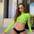 Neon Green Mesh Hollow Out T Shirts Women Long Sleeve See Through Crop Top 2019 Summer Autumn Fashion Streetwear Lady tshirt