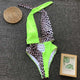 Neon Leopard Patchwork One Piece Swimsuit Buckle Bathing Suit Women Hollow Out Swimwear Maillot De bain Femme Une Piece Bikini