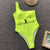 Neon One Piece Swimsuit Buckle One Shoulder Bathing Suit Women Swimwear Maillot De bain Femme 2019 New Une Piece Bikini Monokini