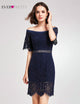 New Arrival Cocktail Dresses Ever Pretty AS05922 Women's Cheap A-line Lace Short Sleeve Cut-out Plus Size Modest Party Dresses