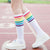New Fashion multicolor stripes cotton sexy womens long socks Student style style party street dancing knee sock