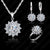 New Hot Fashion SunFlower Women Cubic Zirconia 925 Sterling Silver Pendant Necklaces Earrings Rings Sets For Wedding Jewelry