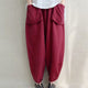 New L-5XL Oversized Women Loose Harem Pants Cotton Linen Wide Leg Pants Elastic Waist Retro Casual Solid Baggy Pantalon Trousers