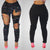 New Sexy Jeans with Holes Color Paint Color Chains Ripped Jeans Woman Holes Denim Pants Beggar Jeans Pants for Women Plus Size