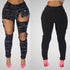 New Sexy Jeans with Holes Color Paint Color Chains Ripped Jeans Woman Holes Denim Pants Beggar Jeans Pants for Women Plus Size