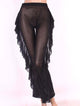 New Sexy Ruffle Women Beach Mesh Pants Sheer Wide Leg Pants Transparent See through Sea Holiday Cover Up Bikini Trouser Pantalon