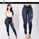 New Style Sexy Women Jeans 2019 Women Skinny Floral Applique Jeans High Waist Stretch Zipper Pencil Pants