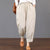 New Women Cotton Linen Lantern Long Pants Blue Beige Black Retro Baggy Harem Pants Femme Elastic Waist  Loose Casual Trousers