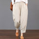 New Women Cotton Linen Lantern Long Pants Blue Beige Black Retro Baggy Harem Pants Femme Elastic Waist  Loose Casual Trousers