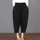 New Women Cotton Linen Lantern Long Pants Blue Beige Black Retro Baggy Harem Pants Femme Elastic Waist  Loose Casual Trousers