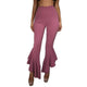 New Women Flare Pants Elegant Stretch High Waist Wide Leg Long Pants Palazzo Trousers