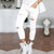 New Womens Solid Ripped Stretchy Pants Leggings Ladies Skinny Jeggings Slim Trousers Casual Street Sports Elastic Waist Pants