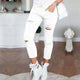 New Womens Solid Ripped Stretchy Pants Leggings Ladies Skinny Jeggings Slim Trousers Casual Street Sports Elastic Waist Pants