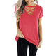 O-neck Hollow Out Short Sleeves Tops Women Casual Solid Breathable Loose Tees Summer Ladies Fashion Simple T-shirts High Quality