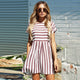 O-neck Short Sleeve Striped Loose Mini Dress Casual Pink Blue Striped Dresses Boho Beach Ladies Fashion Elegant Dress Summer New