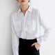 OL Style Pockets Women White Shirts Single Breasted Turn-down Collar Loose Blouses Female Casual Tops Blusas 2019 Spring Summer
