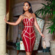 Ocstrade Vestidos Bandage Dress 2019 Summer New Arrival Women Metallic Striped Red Bandage Dress Bodycon Sexy Club Party Dress