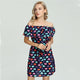 Off Shoulder Slash Neck Lacing Dress Women Fashion Printed Striped Short Dresses Multi Pattern Ladies Elegant Party Dress Summer