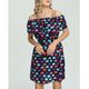 Off Shoulder Slash Neck Lacing Dress Women Fashion Printed Striped Short Dresses Multi Pattern Ladies Elegant Party Dress Summer