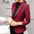 PEONFLY Ladies Blazers 2018 New Fashion Single Button Blazer Women Suit Jacket bule/red Blaser Female Blazer Femme