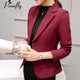PEONFLY Ladies Blazers 2018 New Fashion Single Button Blazer Women Suit Jacket bule/red Blaser Female Blazer Femme