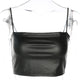 PU Leather Summer Crop Top Skinny Sexy Sleeveless Short black Women Black Solid Slash Neck Ladies Streetwear Tank Vest Plus Size