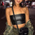 PU Leather Summer Crop Top Skinny Sexy Sleeveless Short black Women Black Solid Slash Neck Ladies Streetwear Tank Vest Plus Size