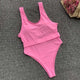 Pink bikinis 2019 mujer sexy belt swimsuit one piece bathing suit women bodysuit High cut Summer bathers push up monokini badpak