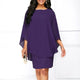 Plus Size  Chiffon Dress Women Casual Fashion Fake Two Pieces Flare Sleeve O-neck Elegant Cape Dress