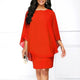 Plus Size  Chiffon Dress Women Casual Fashion Fake Two Pieces Flare Sleeve O-neck Elegant Cape Dress