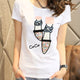 Plus size  Women Summer Short Sleeve Sequined diamond  Shoes Print T shirts Fashion White Top Tees Women girls Designer Clothing