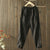 Popular Womens Beige Black Cotton Linen Elastic Waist Pants Lady Casual Baggy Pockets Harem Pants Summer Holiday Street Trousers