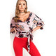 Printed V-Neck Bandage Shirts Women Vintage Casual Long Sleeve Loose Chiffon Tops  Office Lady Fashion Elegant Blouses Spring