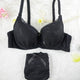 Push Up  Underwire Bra 3/4 Cup A B Cup Pleated Solid Color Underwear Adjusted Strap Bra&Brief Set