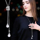 RAVIMOUR Simulated Pearl Choker Necklaces for Women Silver Color Chain Long Necklace Pendant Jewelry Accessories Trendy Kolye