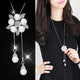 RAVIMOUR Simulated Pearl Choker Necklaces for Women Silver Color Chain Long Necklace Pendant Jewelry Accessories Trendy Kolye