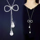 RAVIMOUR Simulated Pearl Choker Necklaces for Women Silver Color Chain Long Necklace Pendant Jewelry Accessories Trendy Kolye