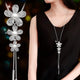 RAVIMOUR Simulated Pearl Choker Necklaces for Women Silver Color Chain Long Necklace Pendant Jewelry Accessories Trendy Kolye