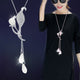RAVIMOUR Simulated Pearl Choker Necklaces for Women Silver Color Chain Long Necklace Pendant Jewelry Accessories Trendy Kolye
