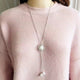 RAVIMOUR Simulated Pearl Choker Necklaces for Women Silver Color Chain Long Necklace Pendant Jewelry Accessories Trendy Kolye