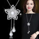 RAVIMOUR Simulated Pearl Choker Necklaces for Women Silver Color Chain Long Necklace Pendant Jewelry Accessories Trendy Kolye