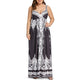 Plus Size Arab Print Sleeveless Maxi Dress V-Neck Empire Robe Long Vintage Spaghetti Strap Sexy Dress Summer Women 2019