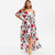 Plus Size Floral Open Shoulder Dress A-Line Spaghetti Strap Cold Short Sleeves Holiday Print High Waist Women Long Dress