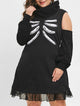 Plus Size Halloween Open Shoulder Dress Cowl Neck A-Line Novelty Long Sleeves Women Lace Gothic Dresses Fall 2019 Winter