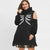 Plus Size Halloween Open Shoulder Dress Cowl Neck A-Line Novelty Long Sleeves Women Lace Gothic Dresses Fall 2019 Winter
