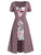 Plus Size High Waist Maxi Floral Print Dress A-Line Short Sleeves Women Casual Square Collar Ankle-Length Long Dress
