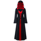 ROSEGAL Plus Size Hooded Lace Up Maxi Dress Women A-Line Long Sleeves Hooded V-neck Long Gothic Dress Novelty High Waist Robe