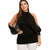 Plus Size Keyhole Cold Shoulder Overlap Top Women Blouse Fashion Casual Black Three Quarter Blouses Ladies Tops Clothing