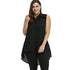 Plus Size Lace Insert High Low Top Summer Women Blouse Shirt Collar Sleeveless Long Shirt Blouses Ladies Tops Clothing