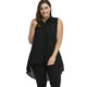 Plus Size Lace Insert High Low Top Summer Women Blouse Shirt Collar Sleeveless Long Shirt Blouses Ladies Tops Clothing